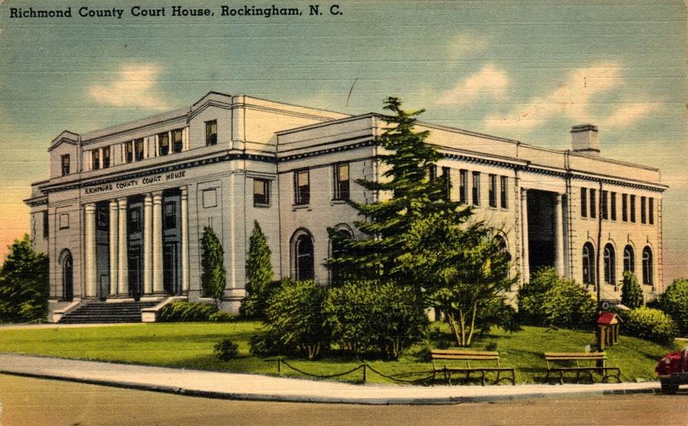 Postcard richmond county courthouse Rockingham, North Carolina