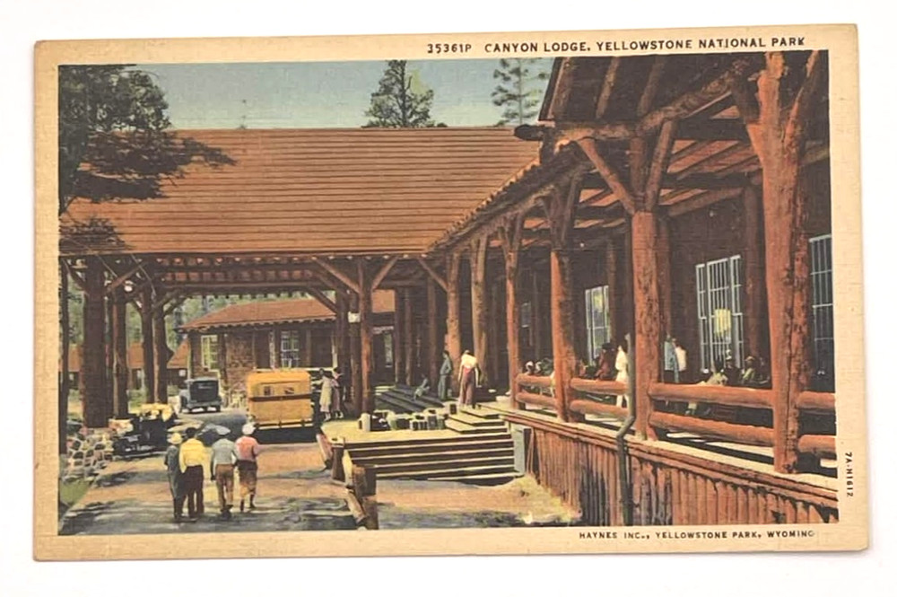Canyon Lodge Lounge, Yellowstone National Park, Wyoming WY linen Postcard