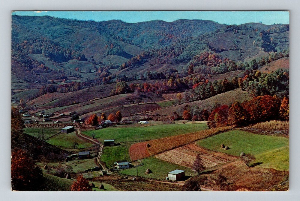 Blue Ridge Mountains, NC-North Carolina, Farm Valley Land Vintage c1964 Postcard