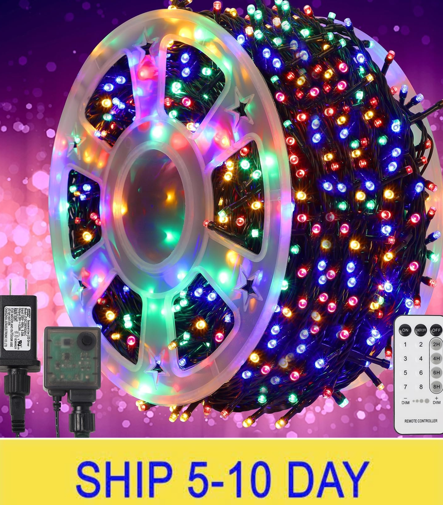 WATERGLIDE 1000 LED Christmas String Lights 328 FT Green Wire Decorative Fairy Lights