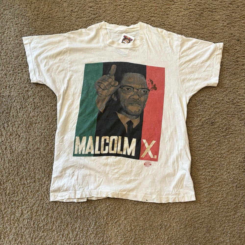 Rare vintage 1989 Malcolm X front/back Free your mind/Watching my back t shirt S