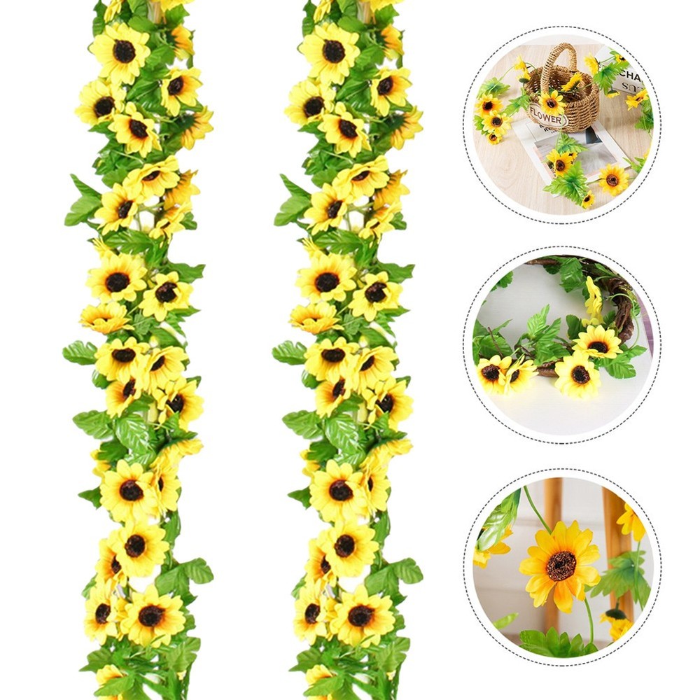 2pcs 2. Hanging Rattan Sunflower Vine DIY Artificial Vine Botanical Greenery