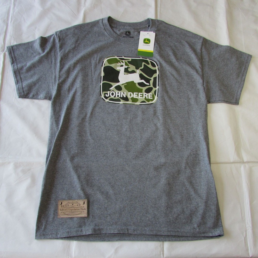 John Deere Men's LG Short Sleeve Camo Logo Graphic T-Shirt Charcoal
