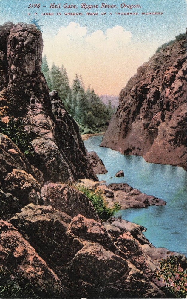 Vintage 1910s Hell Gate Rogue River Oregon S.P. Lines Edw. H. Mitchell Postcard