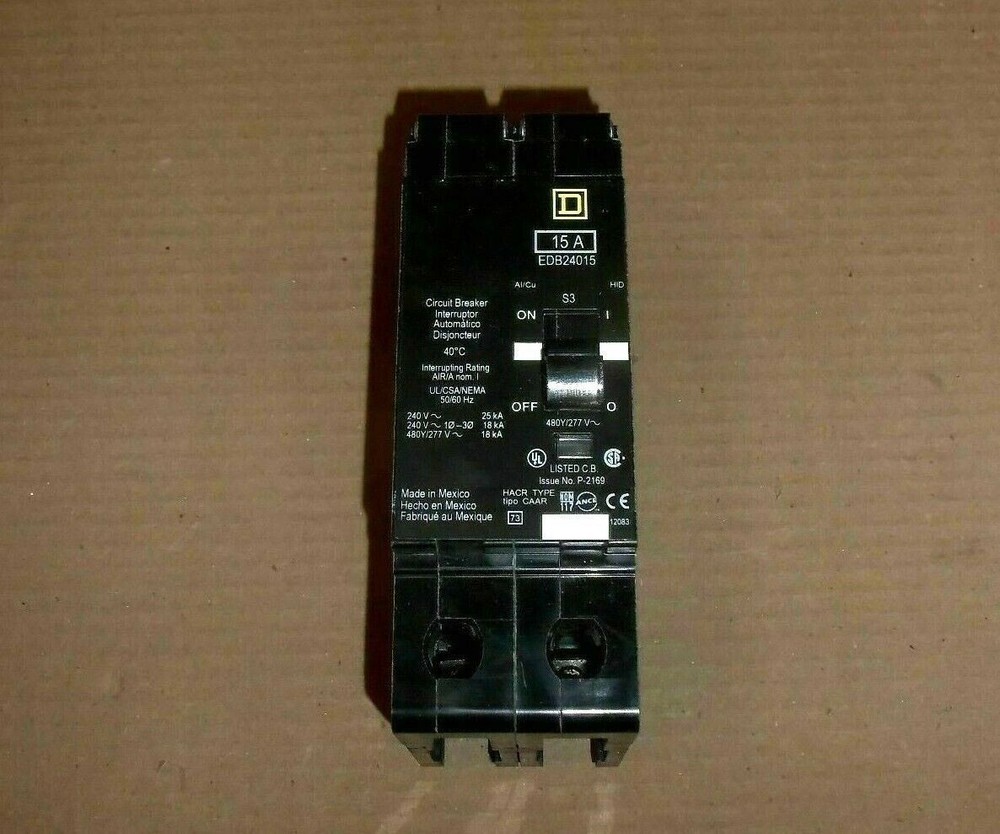 NEW Square D EDB EDB24015 2 Pole 15 Amp 480v Circuit Breaker Bolt-On NTO