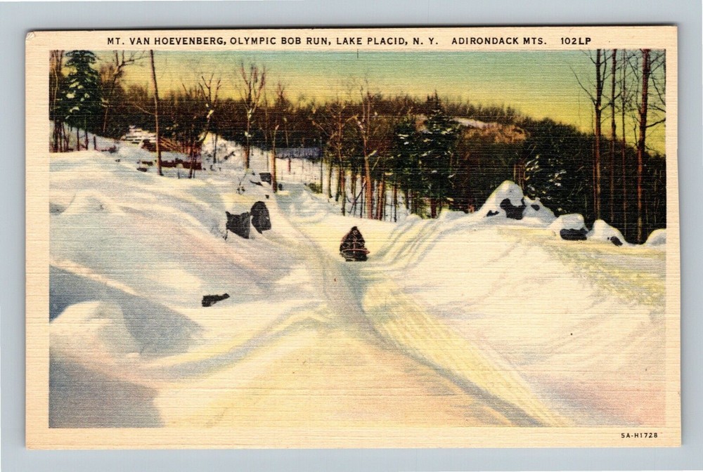 Vintage Lake Placid Olympic Bobsled Run at Mt Van Hoevenberg Postcard NY