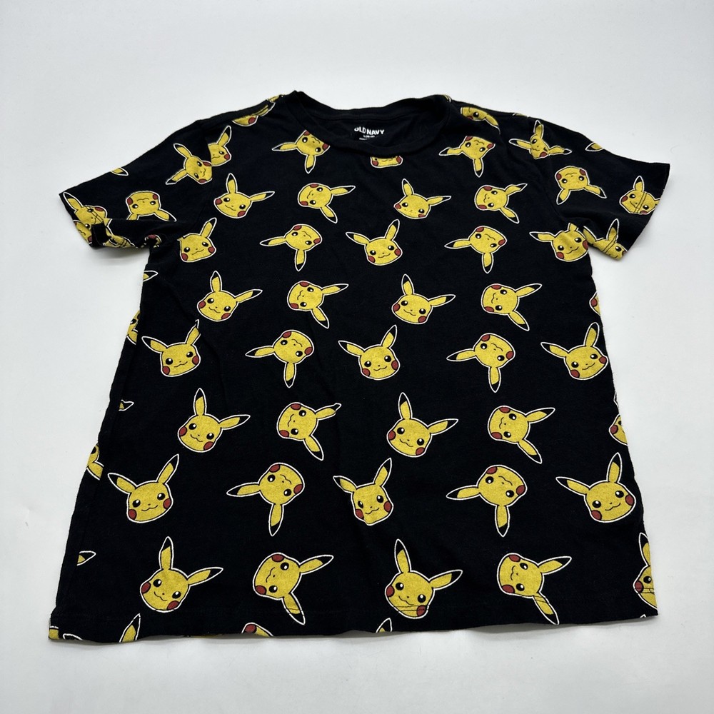Old Navy T-shirt Youth Boys Size L 10/12Y Black  Pikachu Aop 100% Cotton.#36262