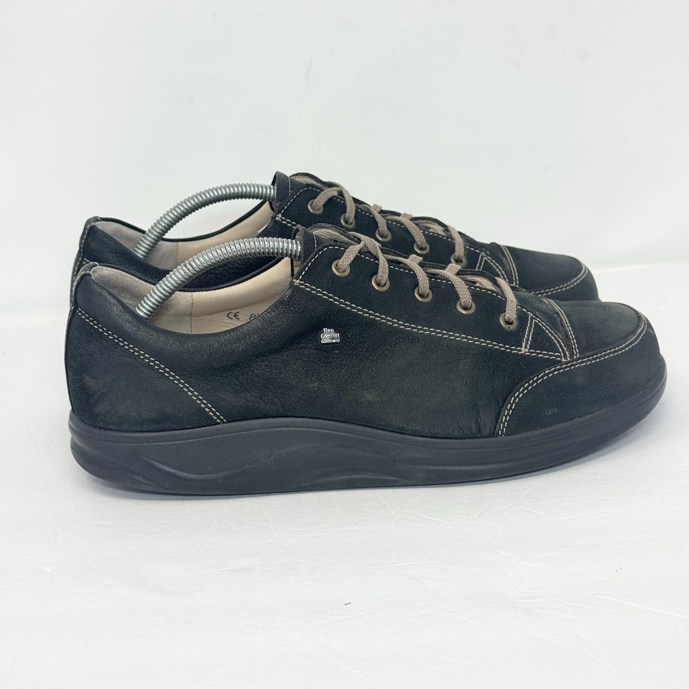 Finn Comfort Men’s 8.5 Leather Lace Up Walking Shoes Black Made in Germany