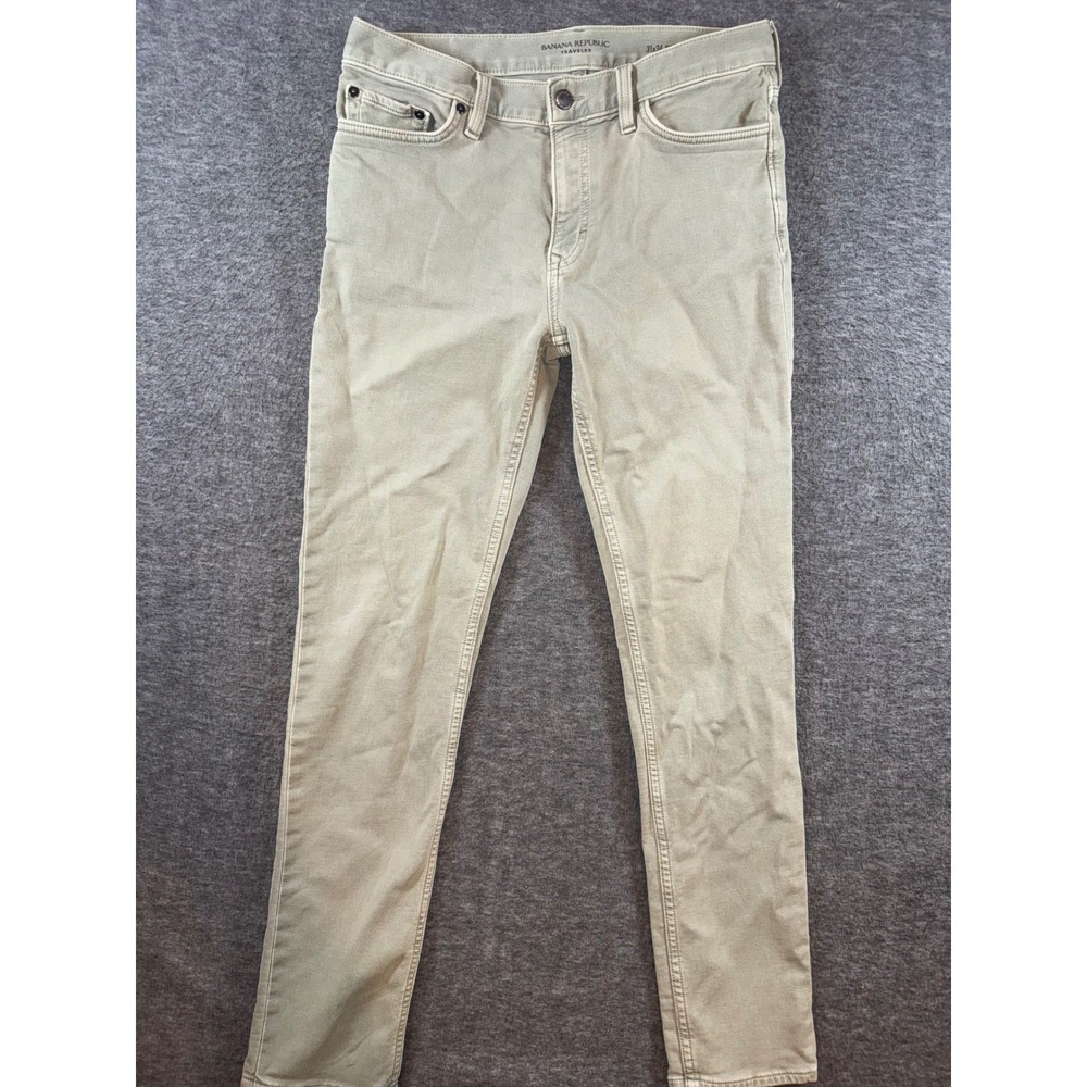 Banana Republic Traveler Slim Fit Chinos Pants Stretch Sage Green Mens Sz 31x31