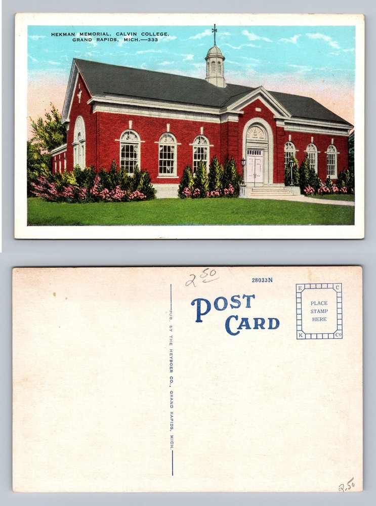 Grand Rapids, MI-Michigan, Calvin College Hekman Memorial Vintage Postcard