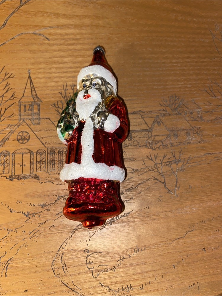 West Germany Art Glass Santa Claus Vintage Hand Blown Christmas Tree Ornament