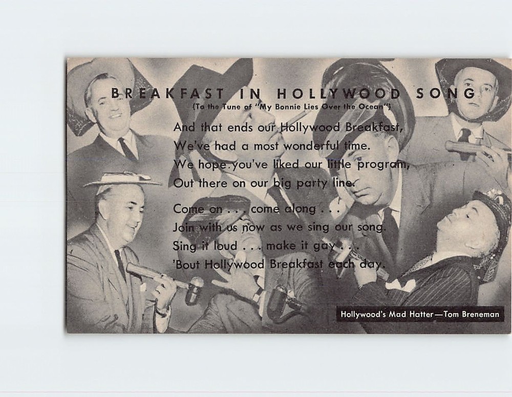 Postcard Tom Breneman's Breakfast in Hollywood Song