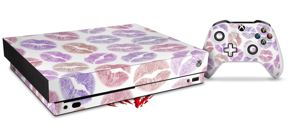 Skin for XBOX One X Console Controller Pink Purple Lips Decal