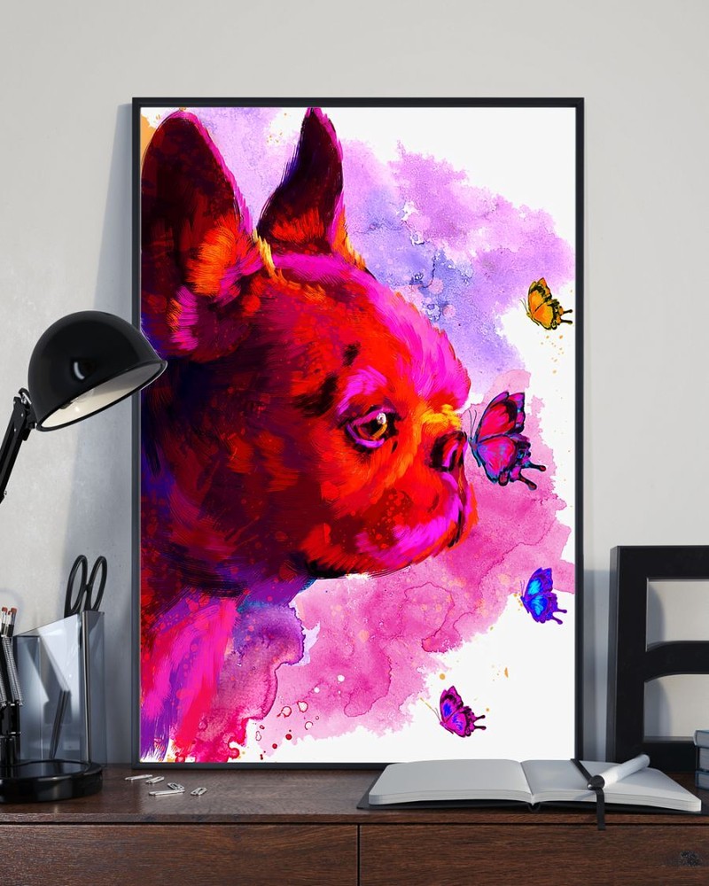 Boston Terrier Dog Puppy Water Color Home Decor Wall Art Poster