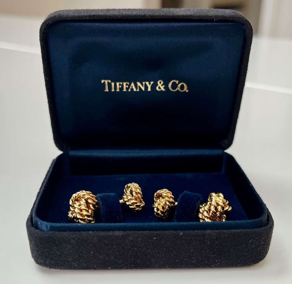 Tiffany & Co. 18K Yellow Gold Vintage Knotted Rope Cufflinks