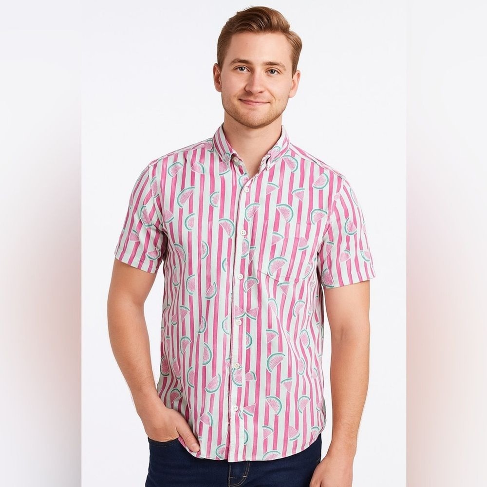 Heritage Report Collection Button-Down Shirt Men’s Small – Watermelon Print
