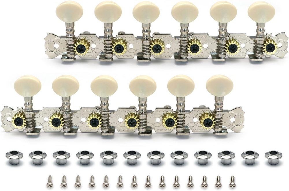12 Strings Acoustic Guitar Tuning Pegs Chrome Plated Machine Heads Single Hole 6
