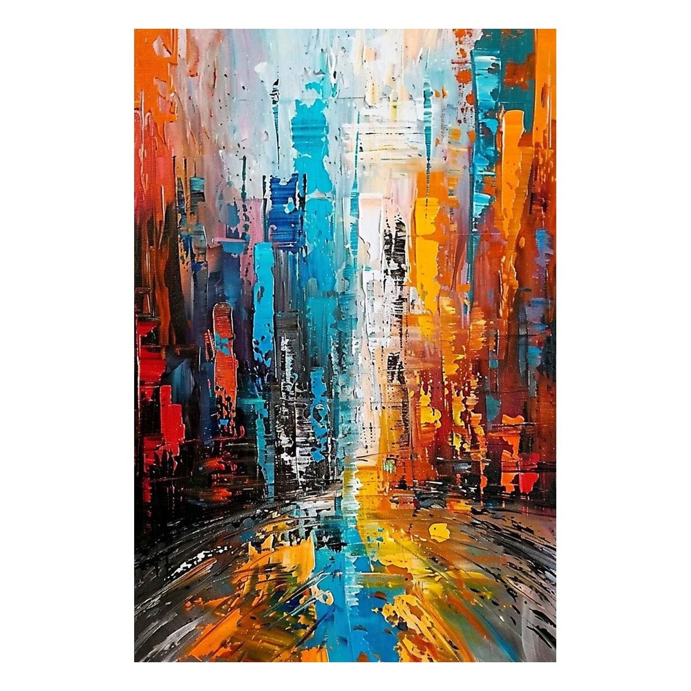 City abstract Hand Painted Red Texture Oil Painting On Canvas Home Decor Room