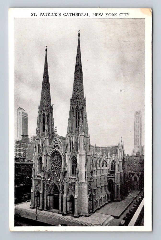 New York City NY, St Patricks Cathedral Gothic Spires Vintage c1944 Postcard