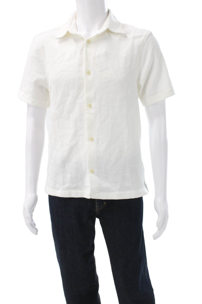 Zara Mens Cotton Casual Short Sleeve Button Down Shirt White Size SFree Shipping in US $100+ Orders | $6.95 Orders Below