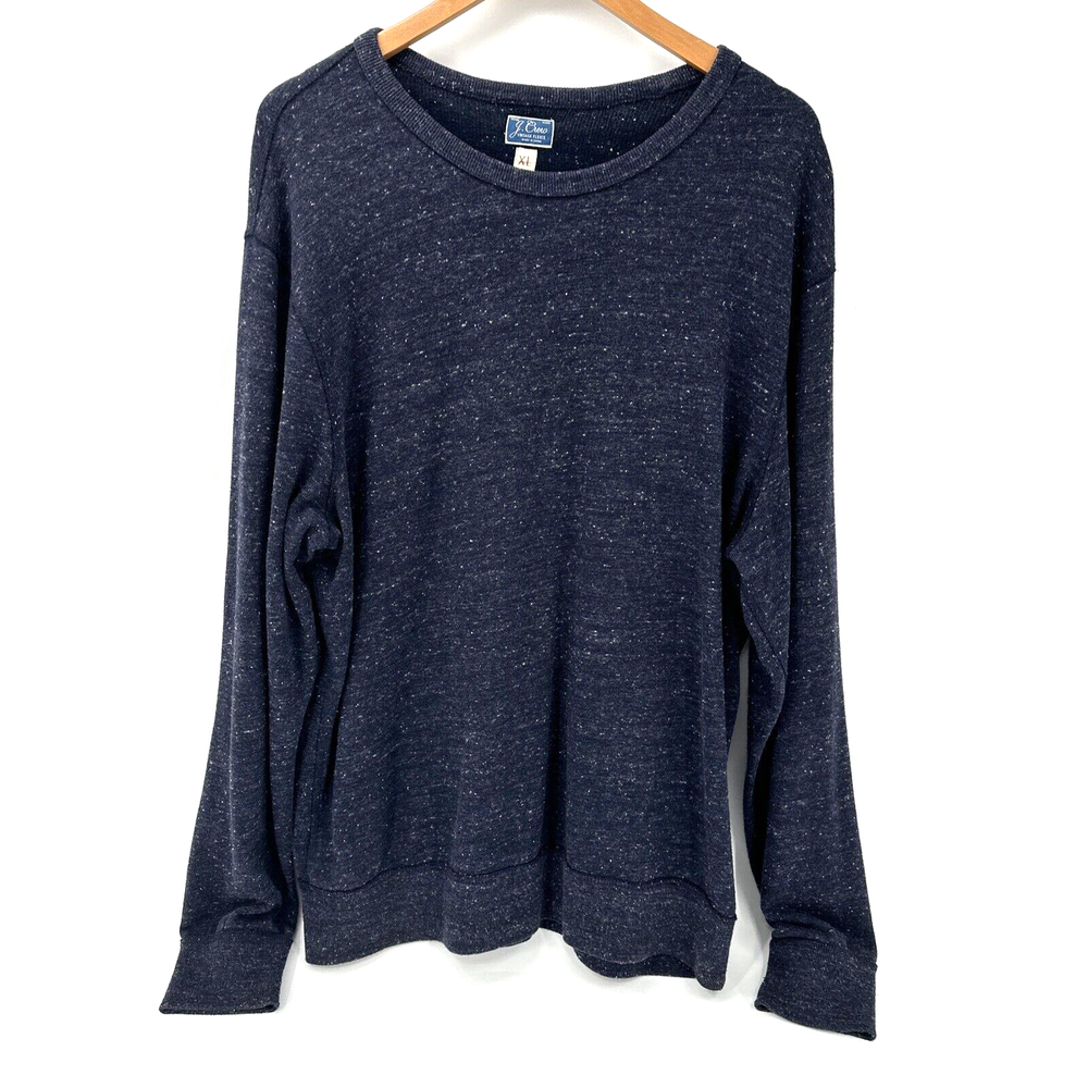 J Crew Sweatshirt Mens XL Blue Vintage Fleece Pullover Blue Speckled Long Sleeve