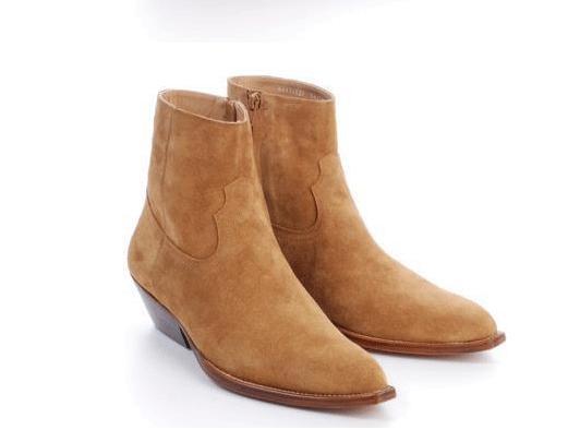 Men's Real Suede Leather Side Zip Chelsea Ankle Boots High Top Casual