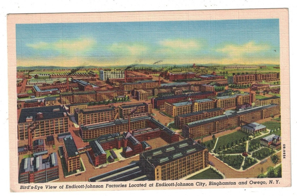 Antique 1940'S Endicott-Johnson Factories Binghampton & Owego New York Postcard