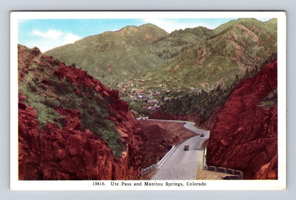 Manitou Springs CO-Colorado, Ute Pass, Antique Vintage Souvenir Postcard