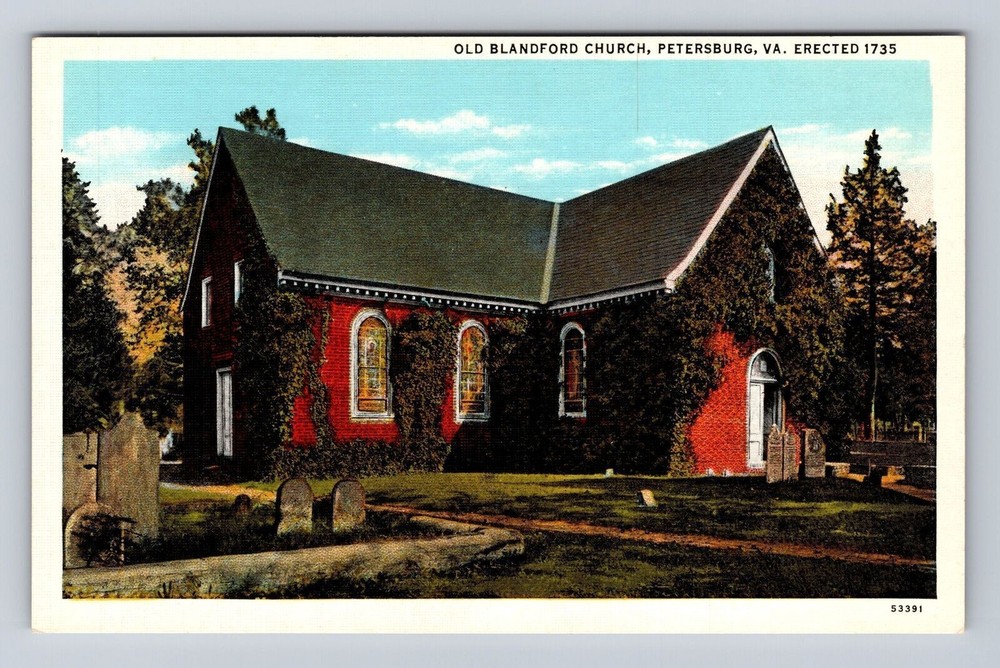 Petersburg VA-Virginia, Old Blandford Church, Religion, Vintage Postcard