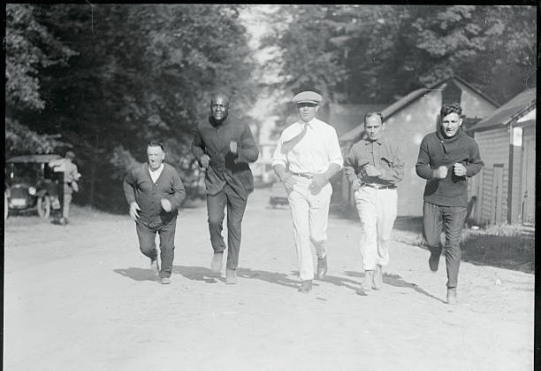 Jack Dempsey Running Others - Famous boxer Jack Dempsey trains Gre - Old Photo