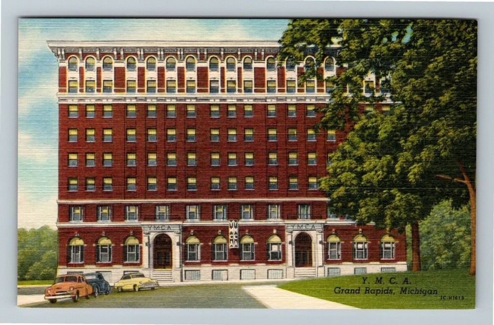 Grand Rapids MI-Michigan, YMCA, Automobiles Vintage Souvenir Postcard