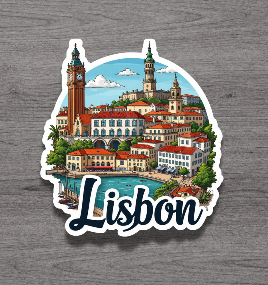 Lisbon Portugal Fridge Magnet or Laptop Sticker
