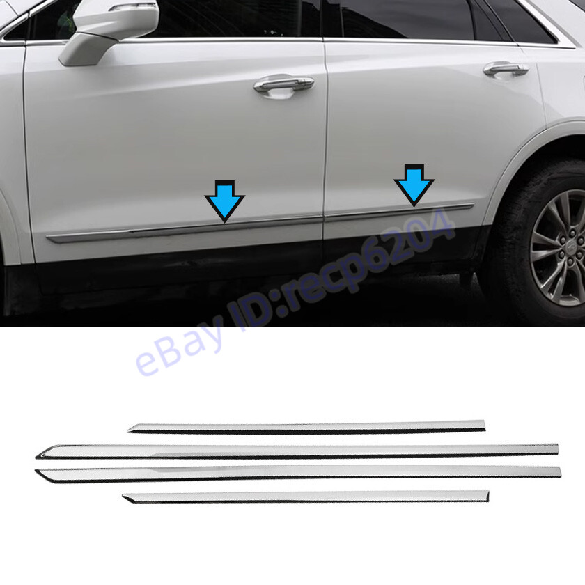 4* Chrome Steel Car Body Door Side Molding Cover Trim For Cadillac XT5 2017-2023