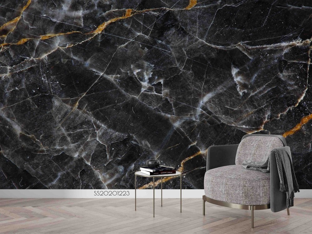 3D Black Gold Marble Texture Wall Murals Wallpaper Murals Wall Sticker