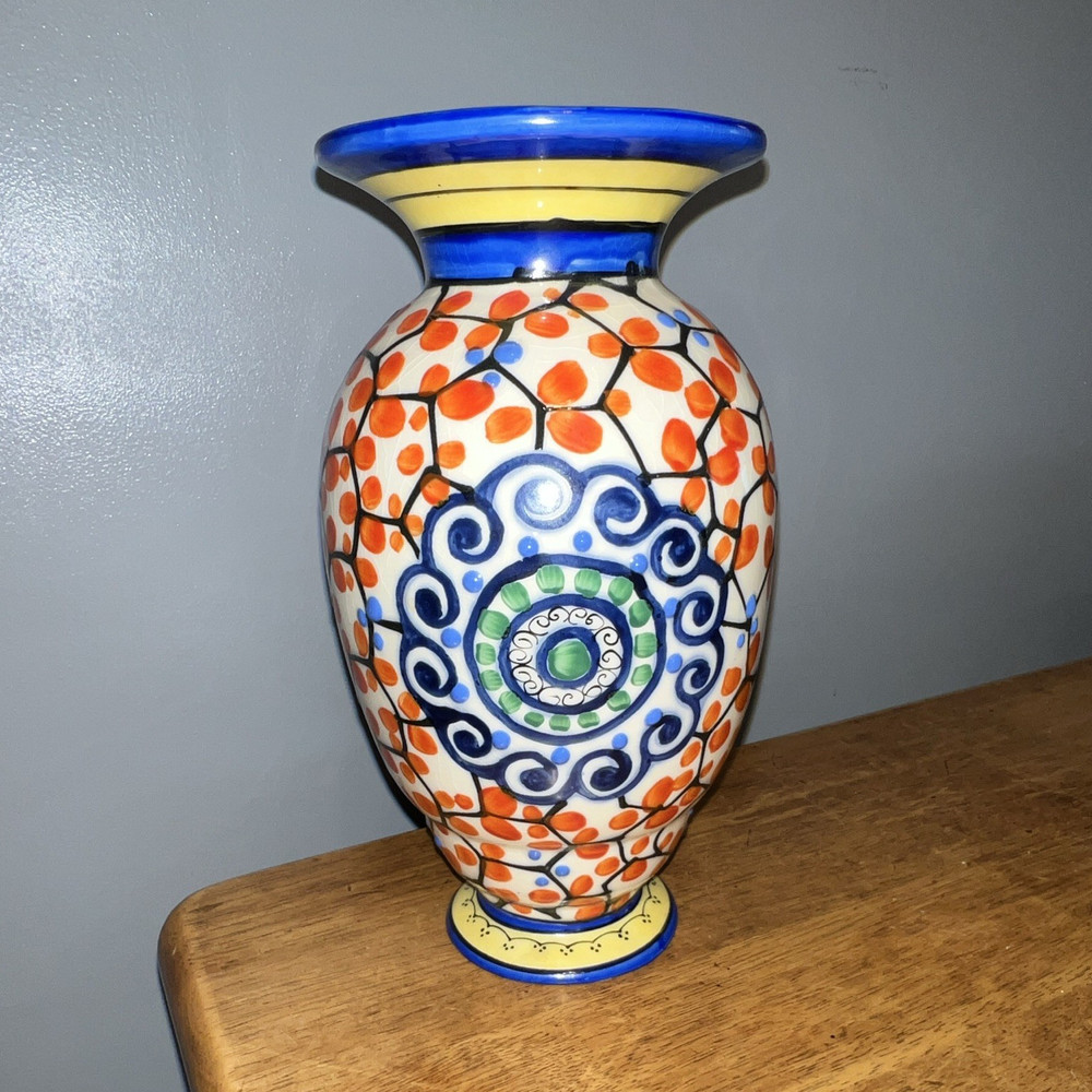 WSP Czechoslovakia Hand-Painted Signed Tony Ceramic Vase Floral Art Pottery
