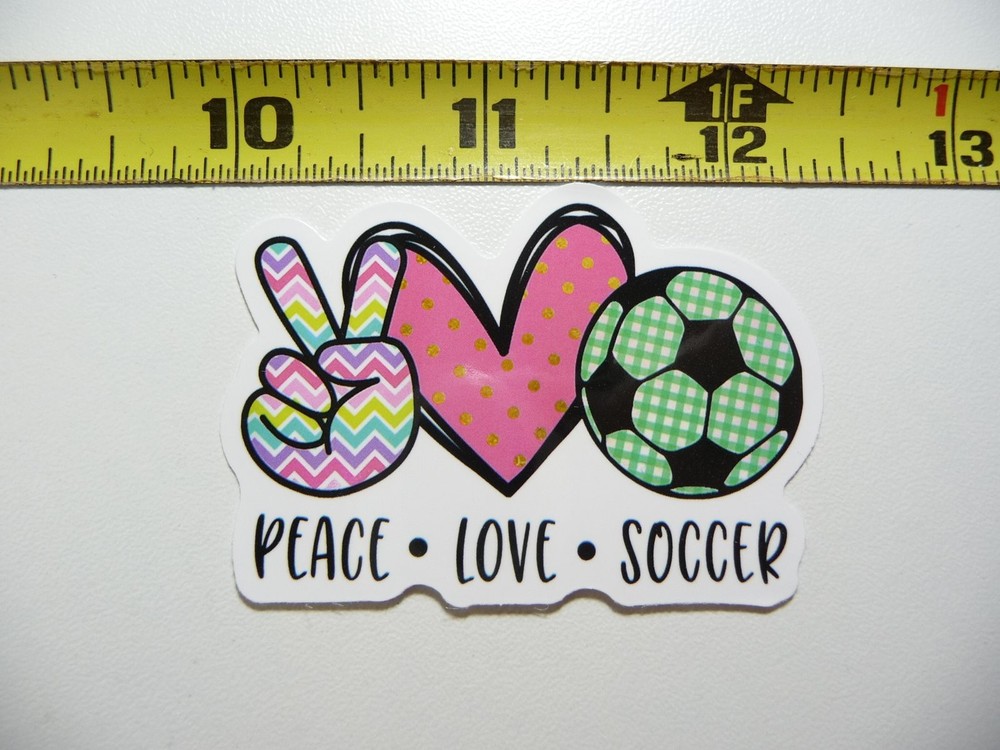 PEACE LOVE SOCCER DECAL STICKER FOR SCHOOL GAMES TEAM SPORTS MATCHES