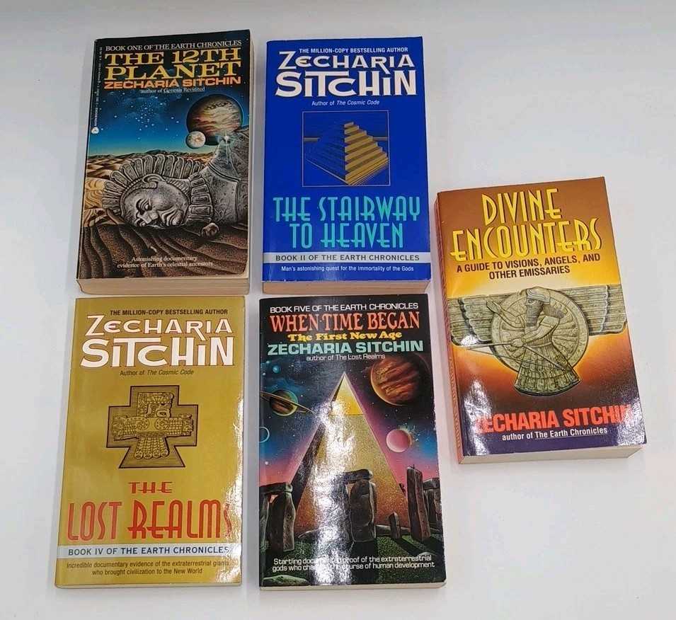 Zecharia Sitchin Paperback Lot Earth Chronicles 1 2 4 & 5 And Divine Encounters