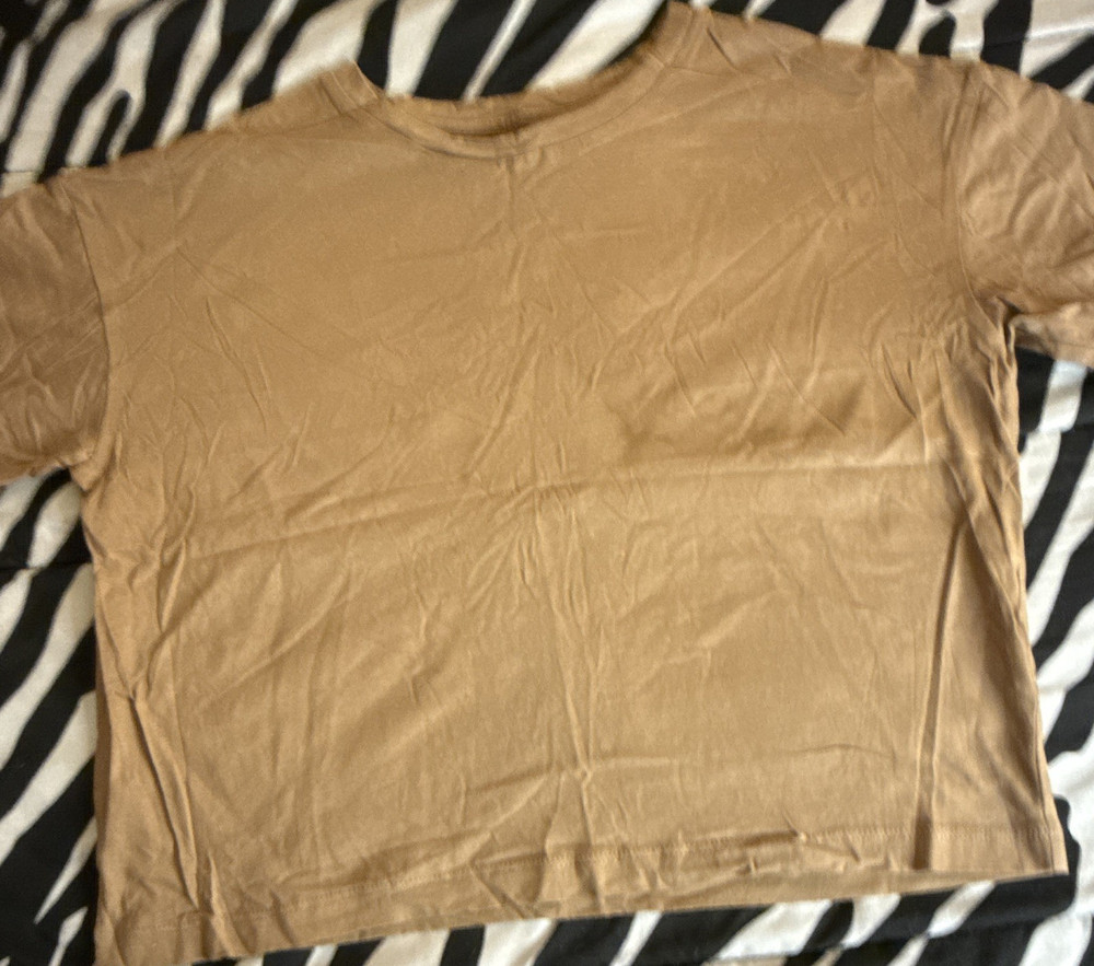 ISA & ELLA Beige Jersey Cotton Crew Neck Short Sleeve T-Shirt Women's L