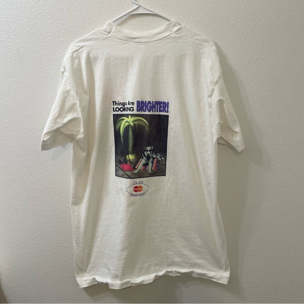 Mastercard things are looking brighter college mastervalues shirt white vtg xl