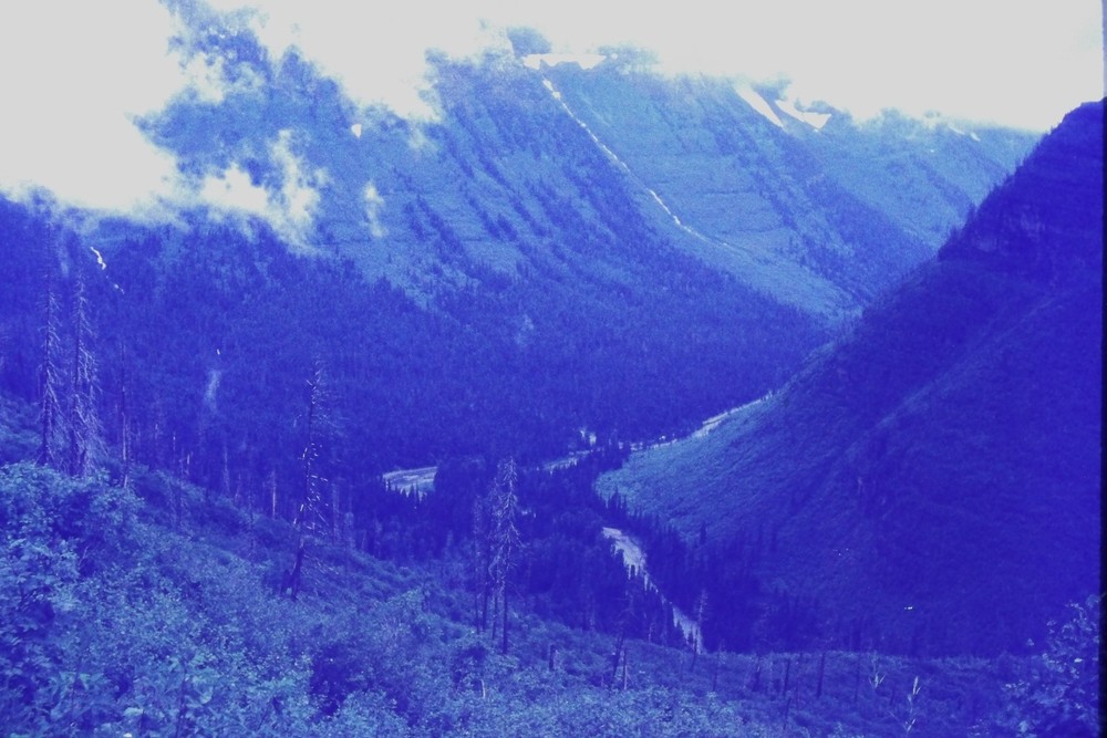 c1960's 35mm Slide Film Glacier National Park Mountain Valley River American
