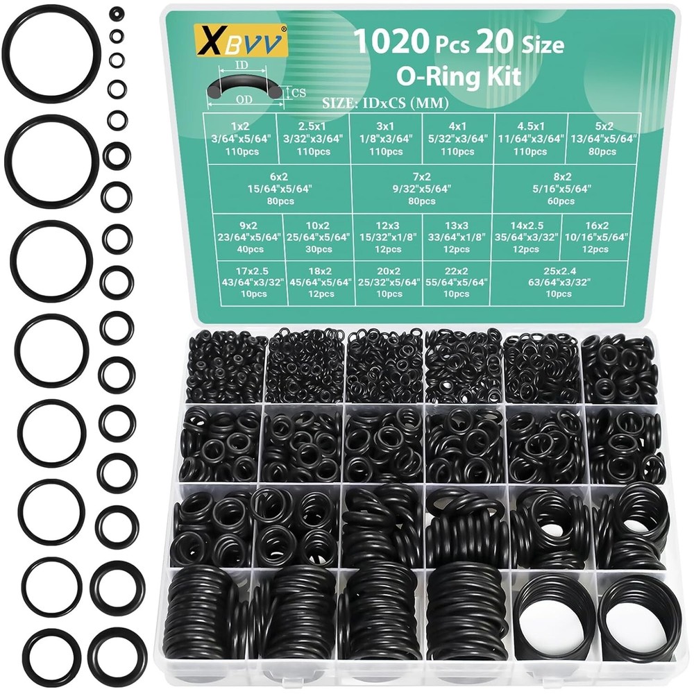 500 or 1020 Pcs O Ring Kit 20 Size Nitrile Rubber Oring Assortment Set Car Auto
