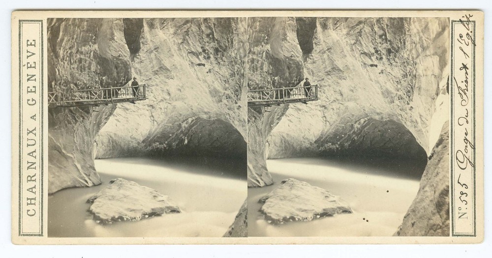 G2872~ SWITZERLAND Gorge du Trient 1860s Stereoview- F. Charnaux, Geneva