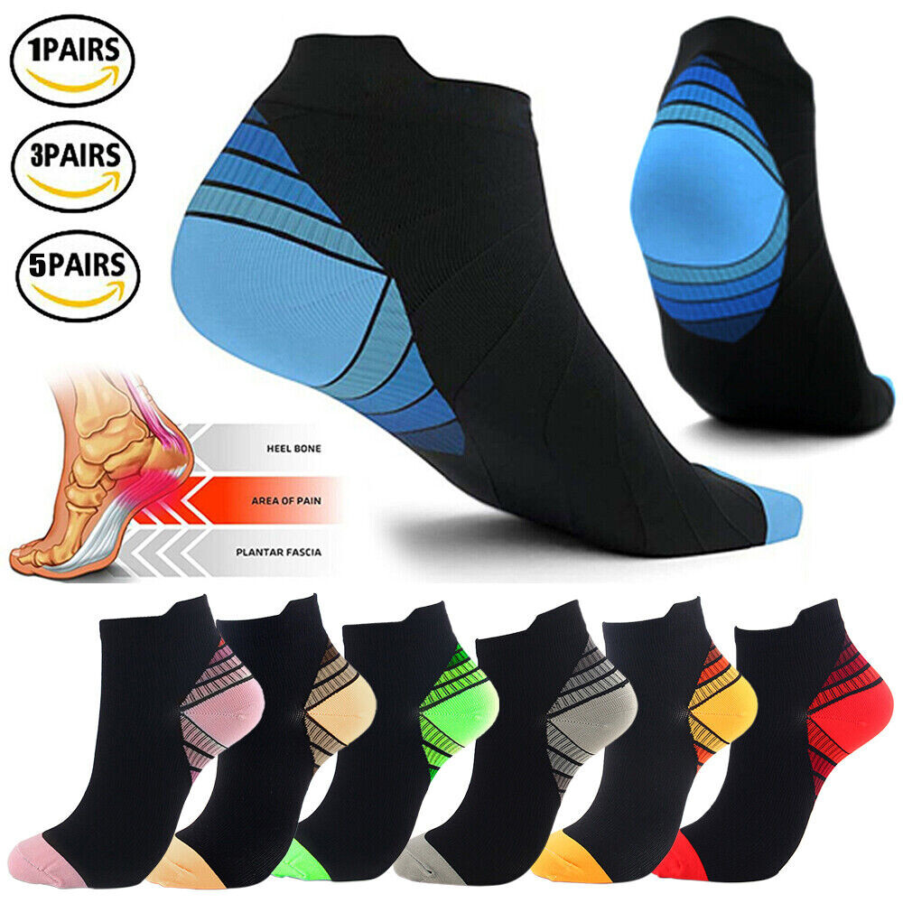 5Pairs Sports Ankle Brace Compression Sleeves Plantar Pain Relief Fasciitis Sock