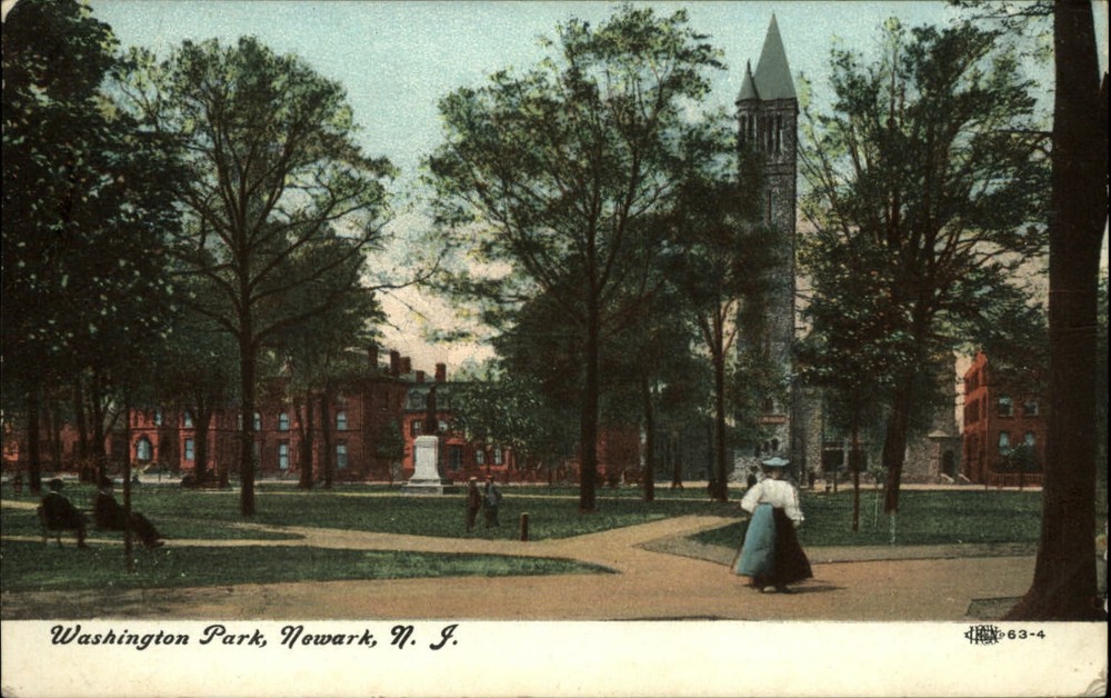 Washington Park Newark New Jersey ~ Edwardian fashion ~ 1910 postcard