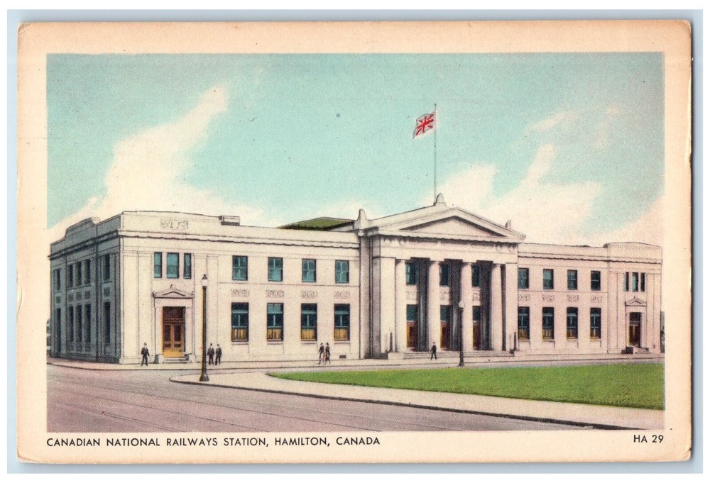 c1950's Canadian National Railways Station Hamilton Ontario Canada Postcard