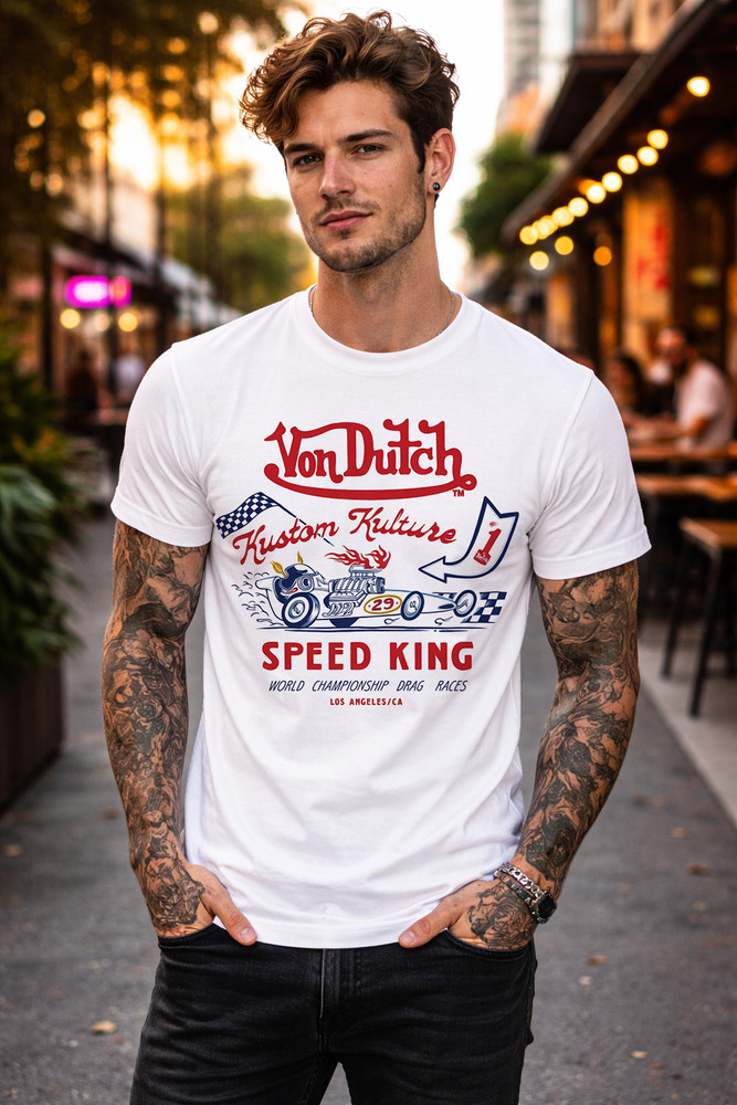 Von Dutch T-Shirt Legendary Gas Oil Graphic Tee Vintage Style Biker Streetwear
