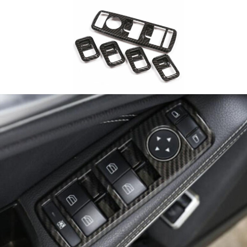 Carbon Fiber Window Lift Lock Switch Panel Trim For Mercedes-Benz GLA 2014-2020