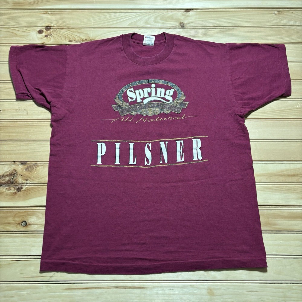 Vintage 90s Okanagan Brewery Natural Spring Pilsner Beer Promo Shirt Size XL
