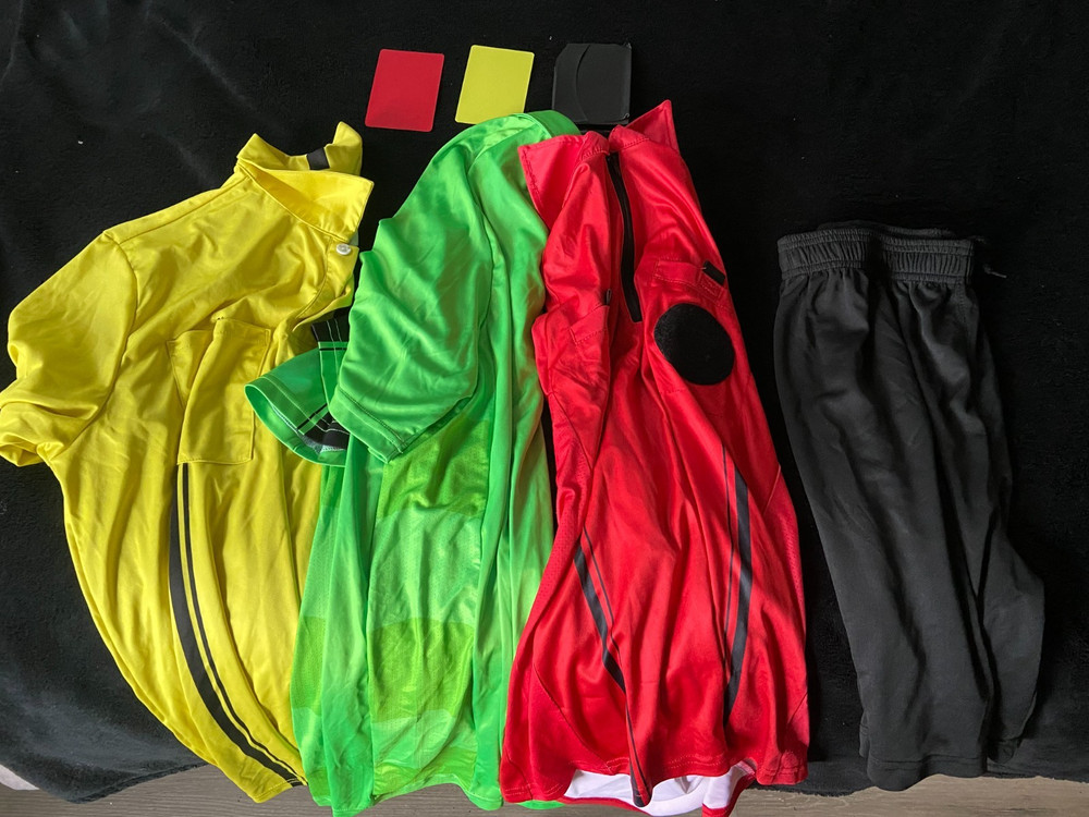 Soccer Referee Gear (3 shirts, 1 pair of shorts, and card set)