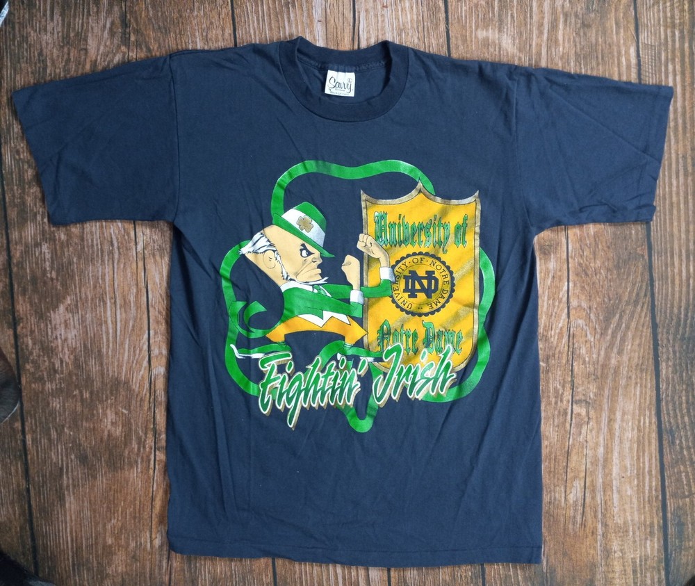 Vintage Notre Dame T-shirt size L Blue 90's Fighting Irish Football - Pre-owned